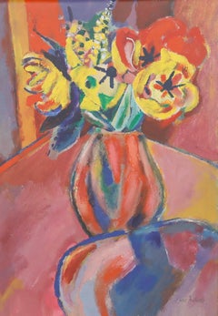 Chris Robert - Framed 20th Century Oil, Tulips in a Vase