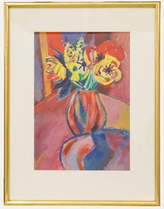 Chris Robert - Framed 20th Century Oil, Tulips in a Vase