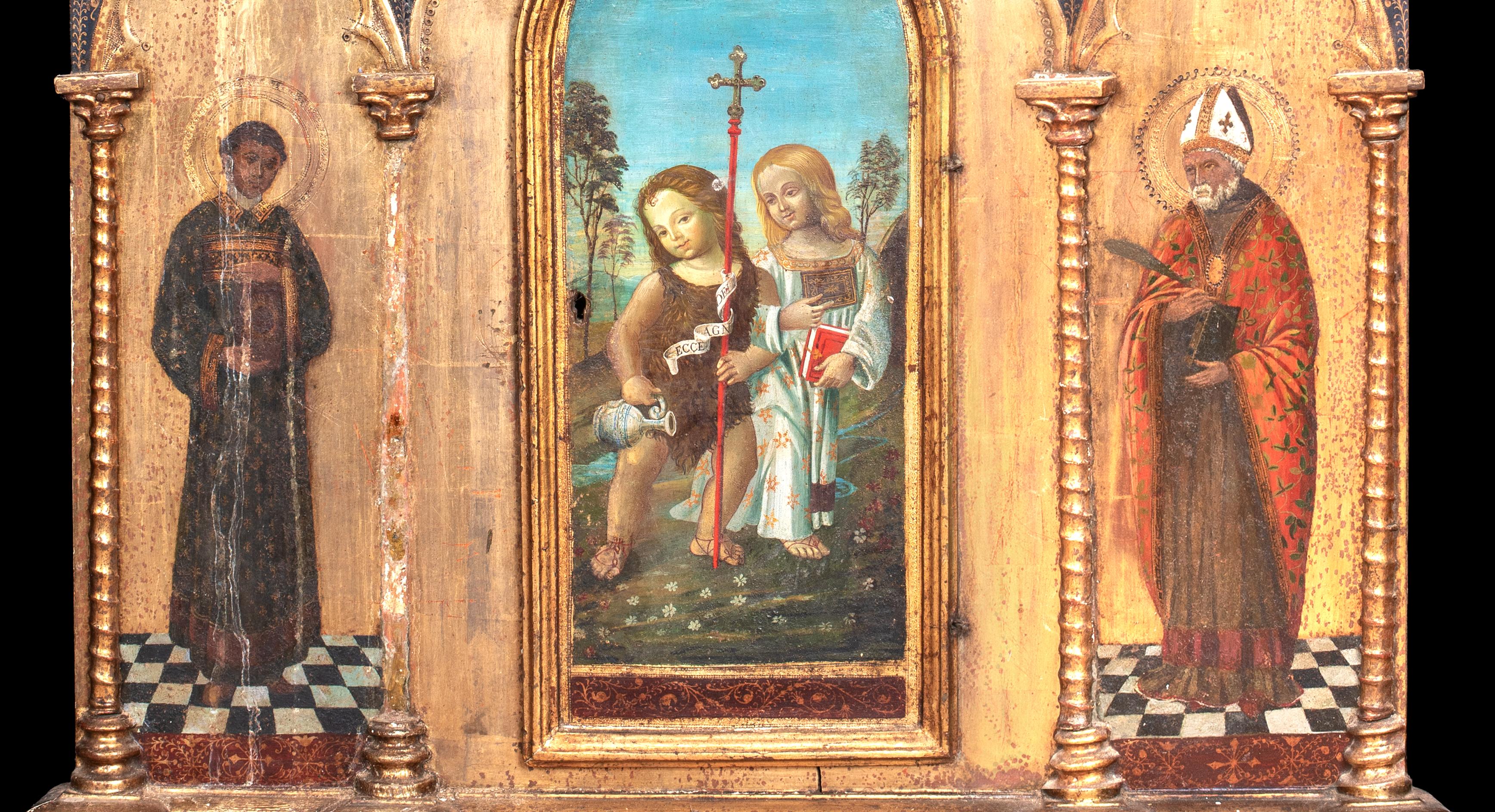 Christ and John the Baptist the Apostle Peter Saint Augustine of Hippo TRIPTYCH For Sale 6