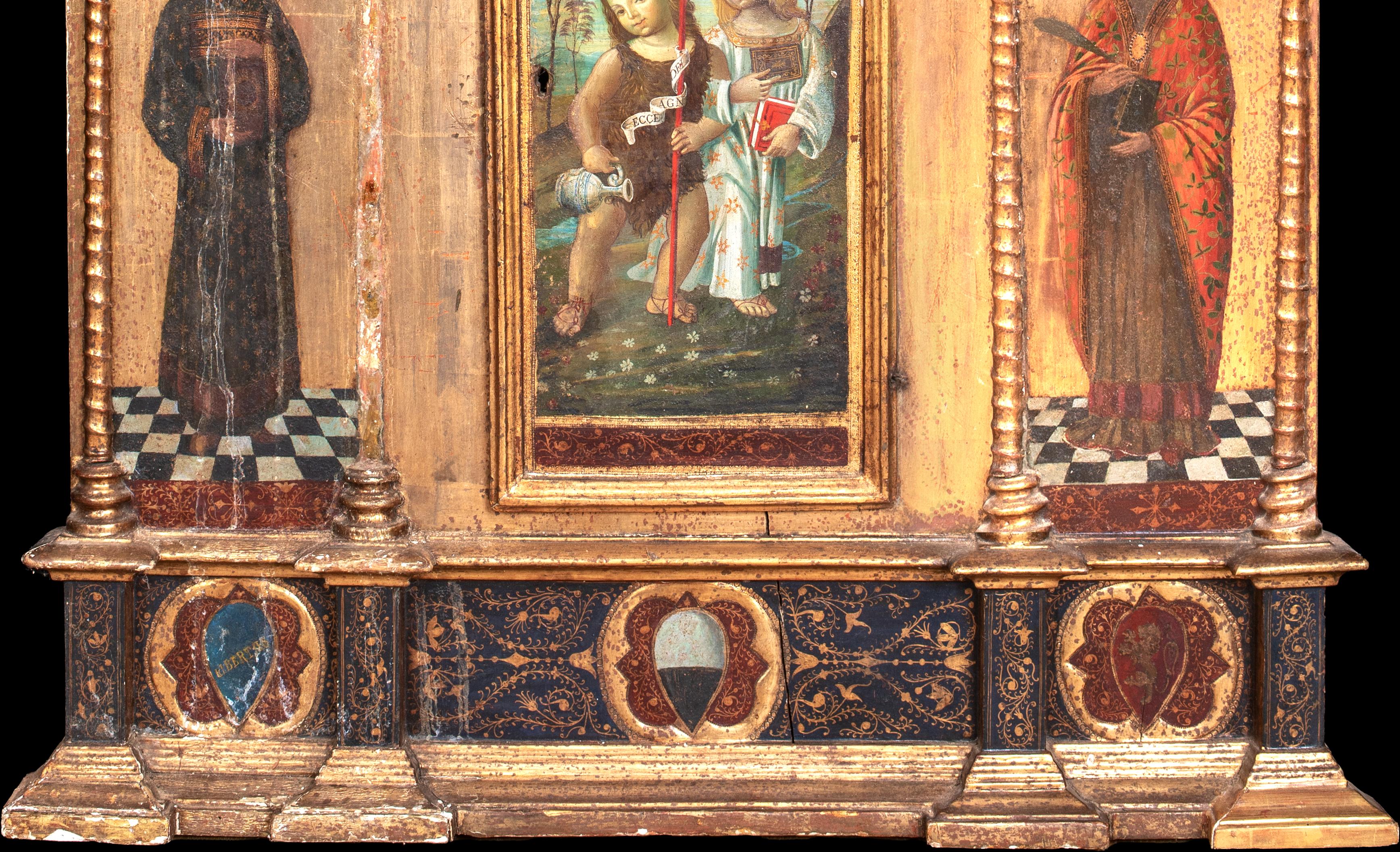Christ and John the Baptist the Apostle Peter Saint Augustine of Hippo TRIPTYCH For Sale 1