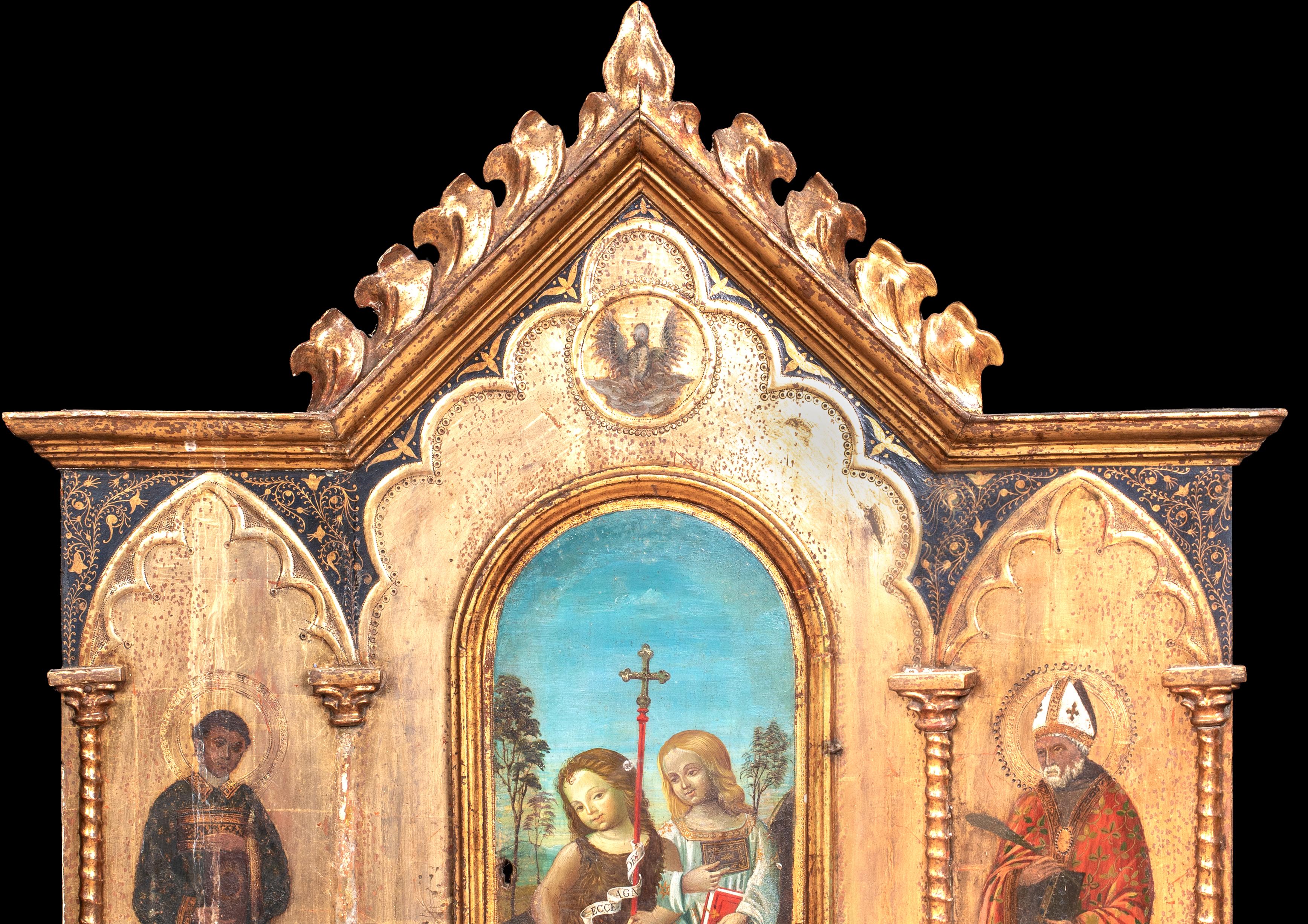 Christ and John the Baptist the Apostle Peter Saint Augustine of Hippo TRIPTYCH For Sale 2