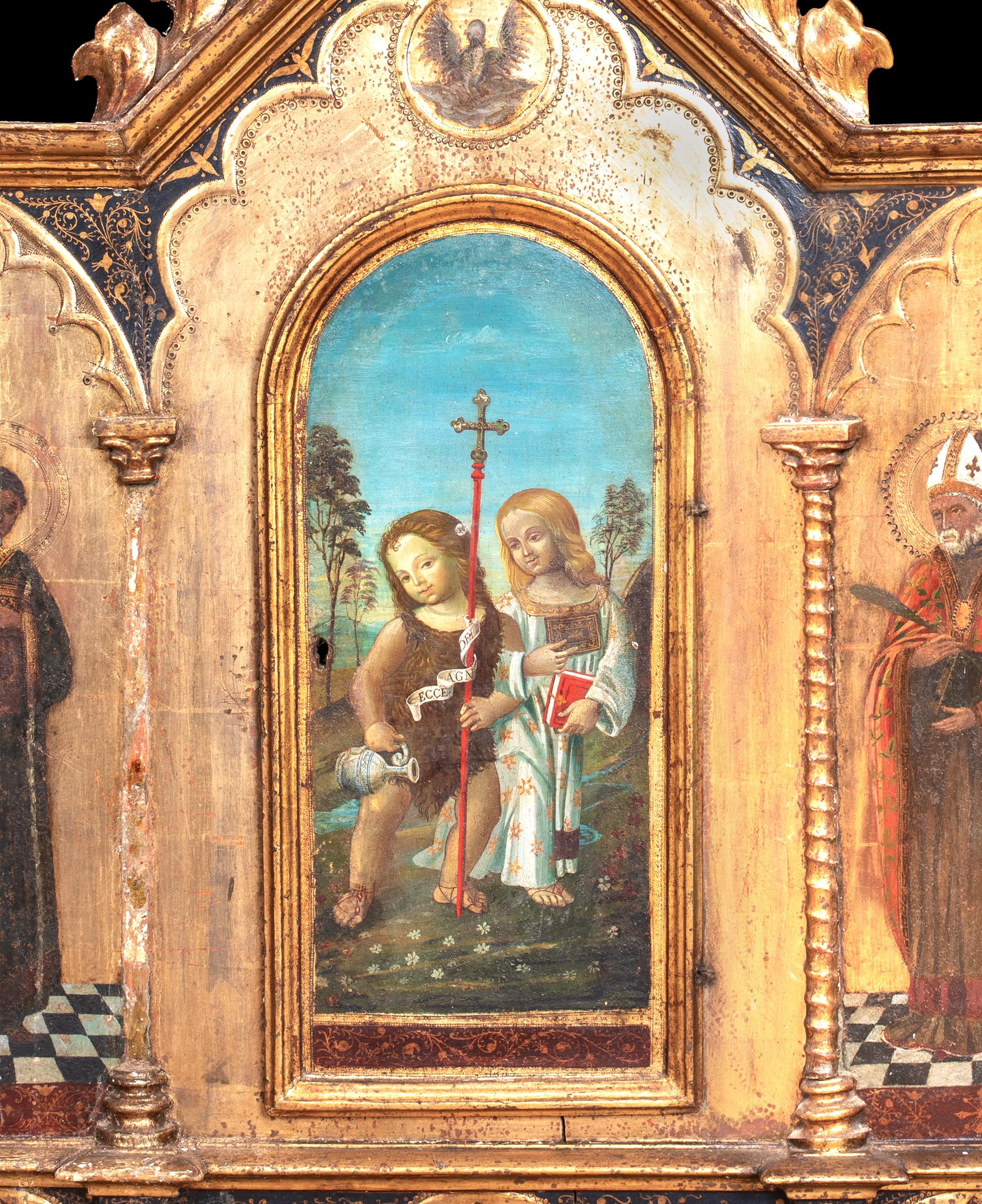 Christ and John the Baptist the Apostle Peter Saint Augustine of Hippo TRIPTYCH For Sale 3