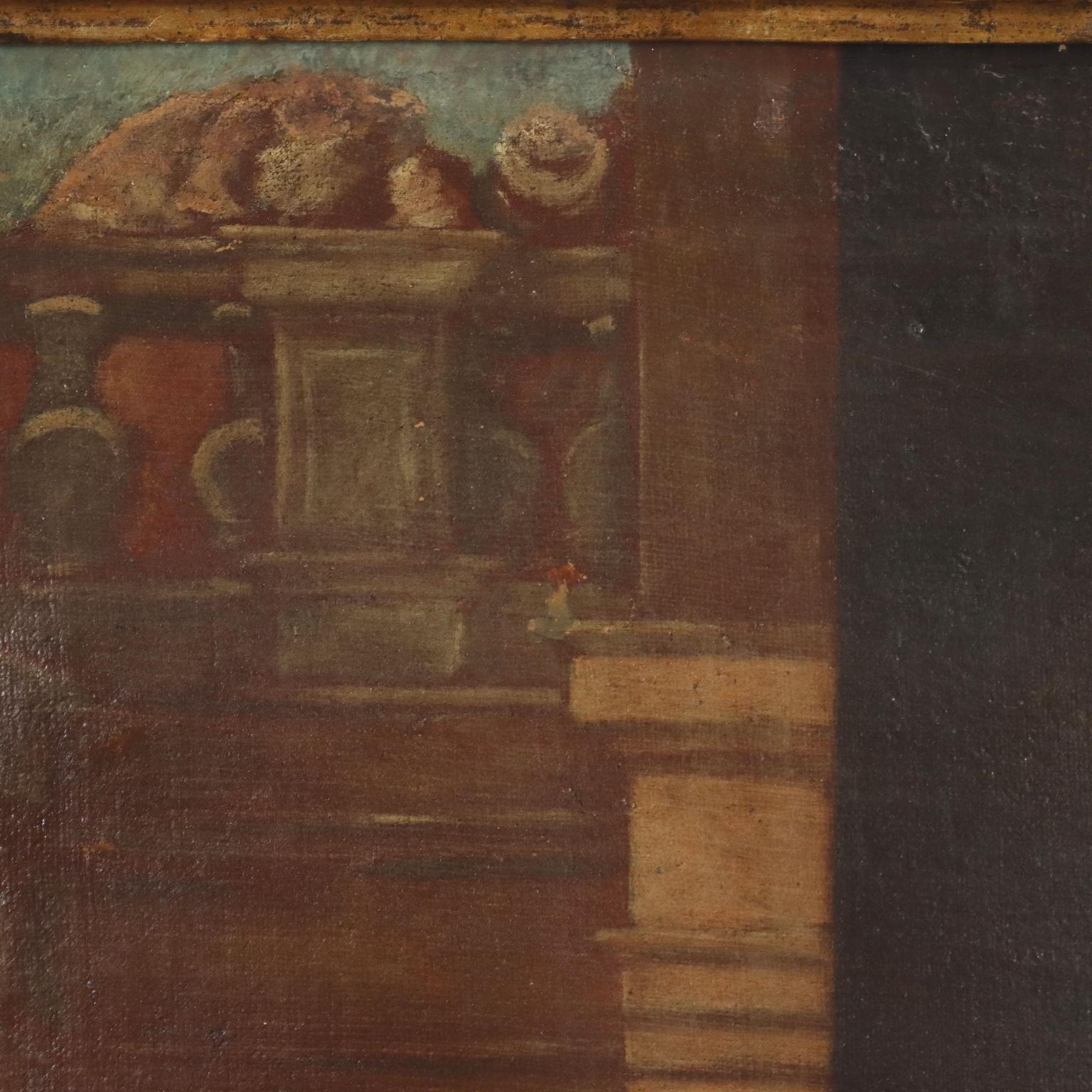 Oil painting on canvas. Venetian school of the seventeenth-eighteenth century. On the back there is a label from the Di Rosa Art Gallery, which attributes the work to the 