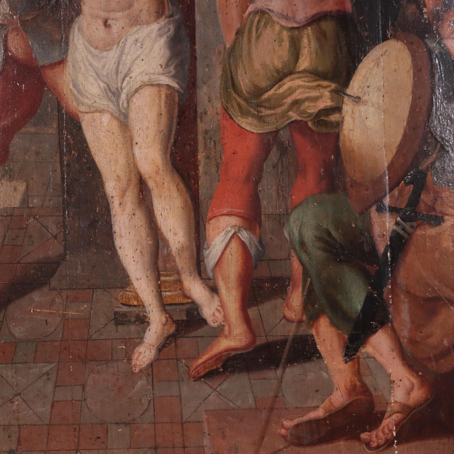 Christ At The Column North European School Oil On Oak 16th Century 3