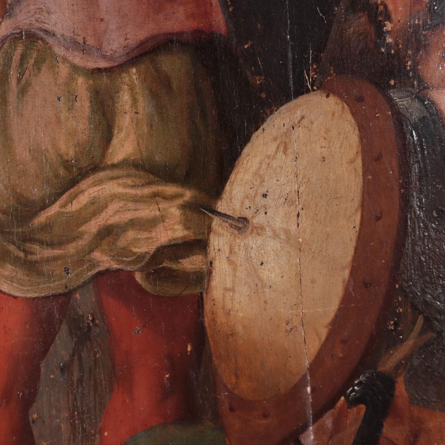 Christ At The Column North European School Oil On Oak 16th Century 4