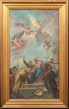 Antique Christ Giving The Keys Of Paradise To Saint Peter