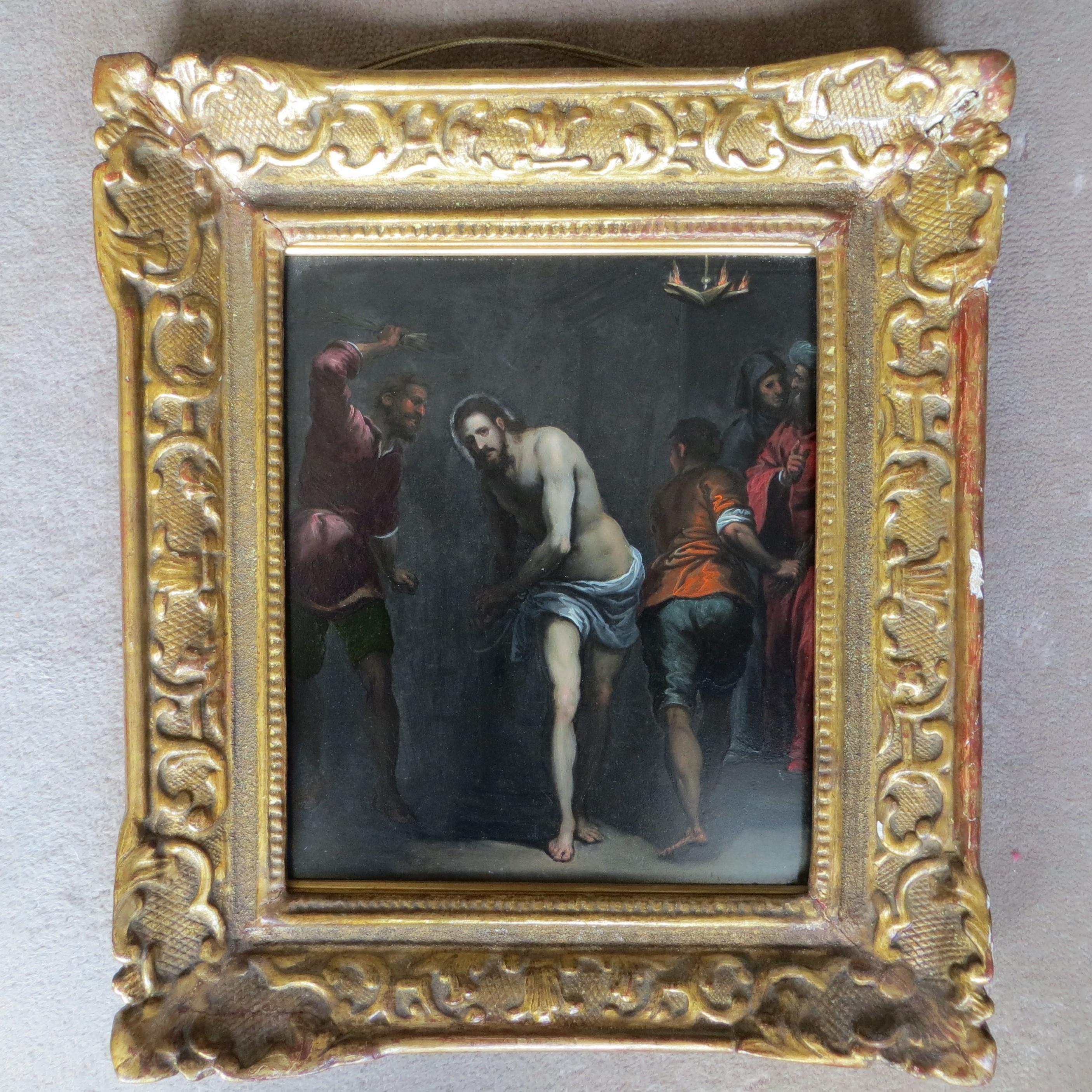 Unknown Figurative Painting -  Christ lynched 