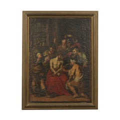Christ Mocked Oil On Canvas Italian School 17th 18th Century