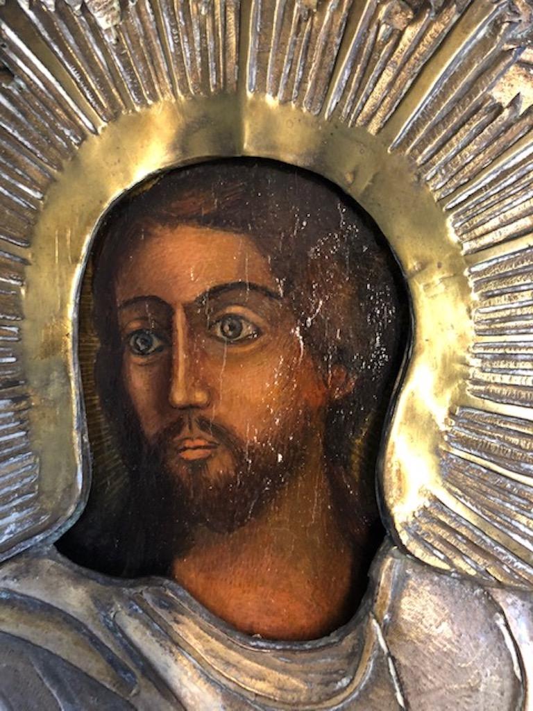 Christ the Pantocrator - Brown Figurative Painting by Unknown