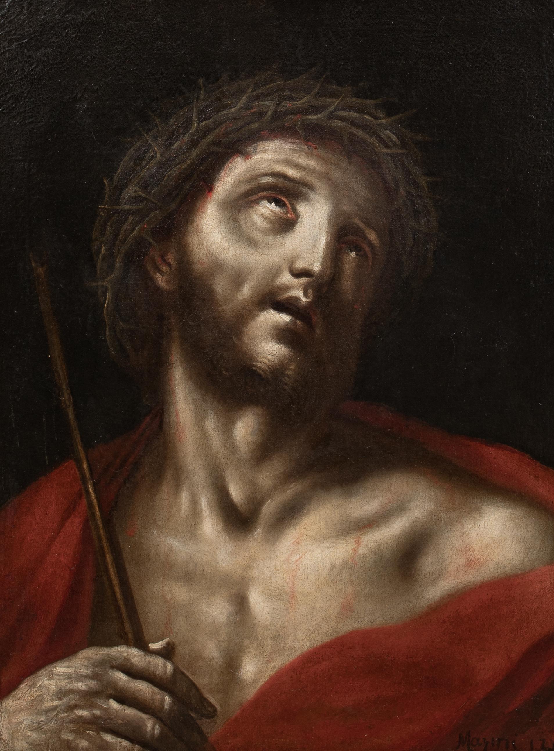 Le Christ portant la couronne d'épines, 17e siècle  Cercle Carlo Dolci (1616-1686) - Marron Portrait Painting par Unknown