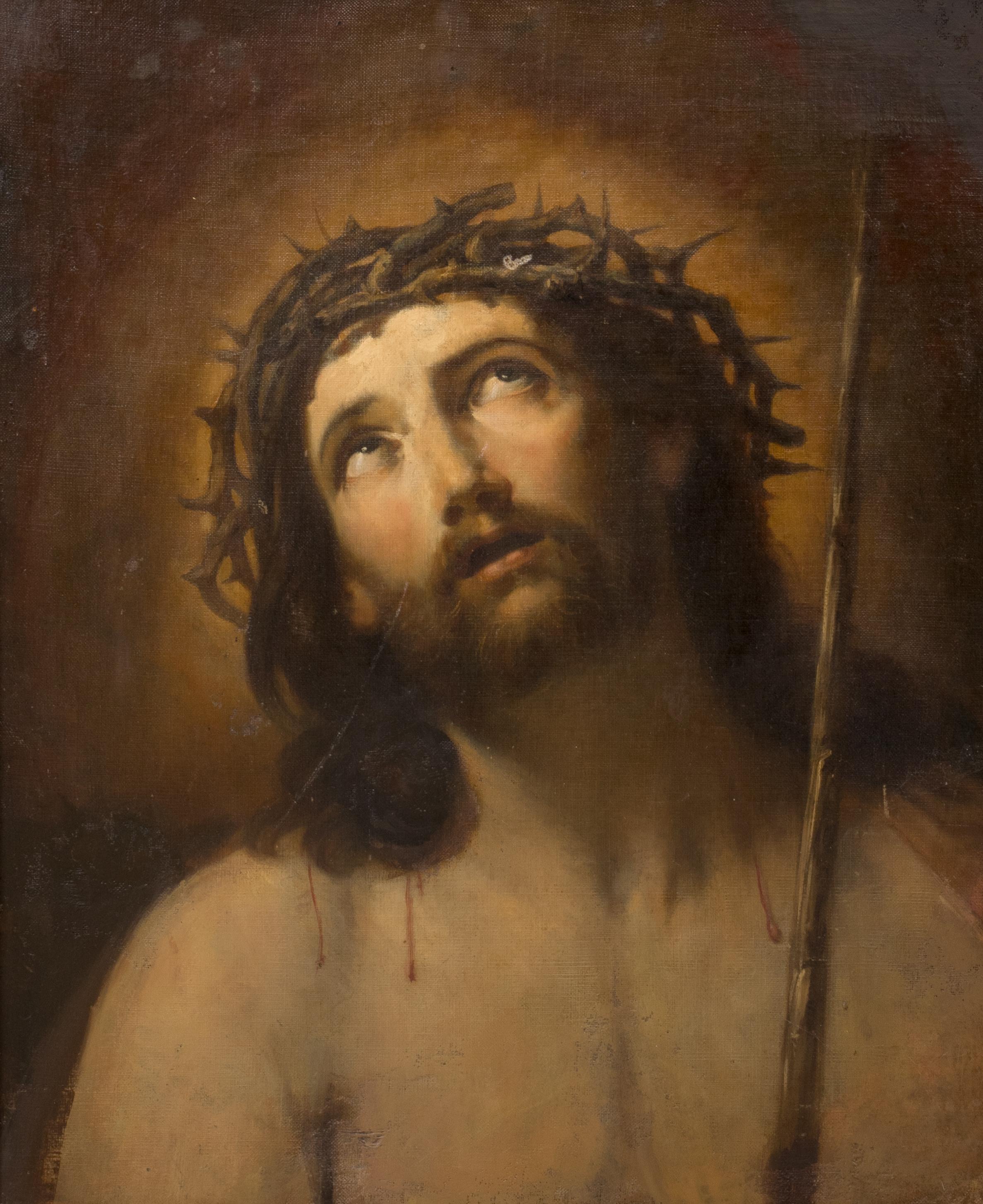 Unknown Figurative Painting - Christ Wearing The Crown Of Thorns 17th Century circle of GUIDO RENI (1575-1642)