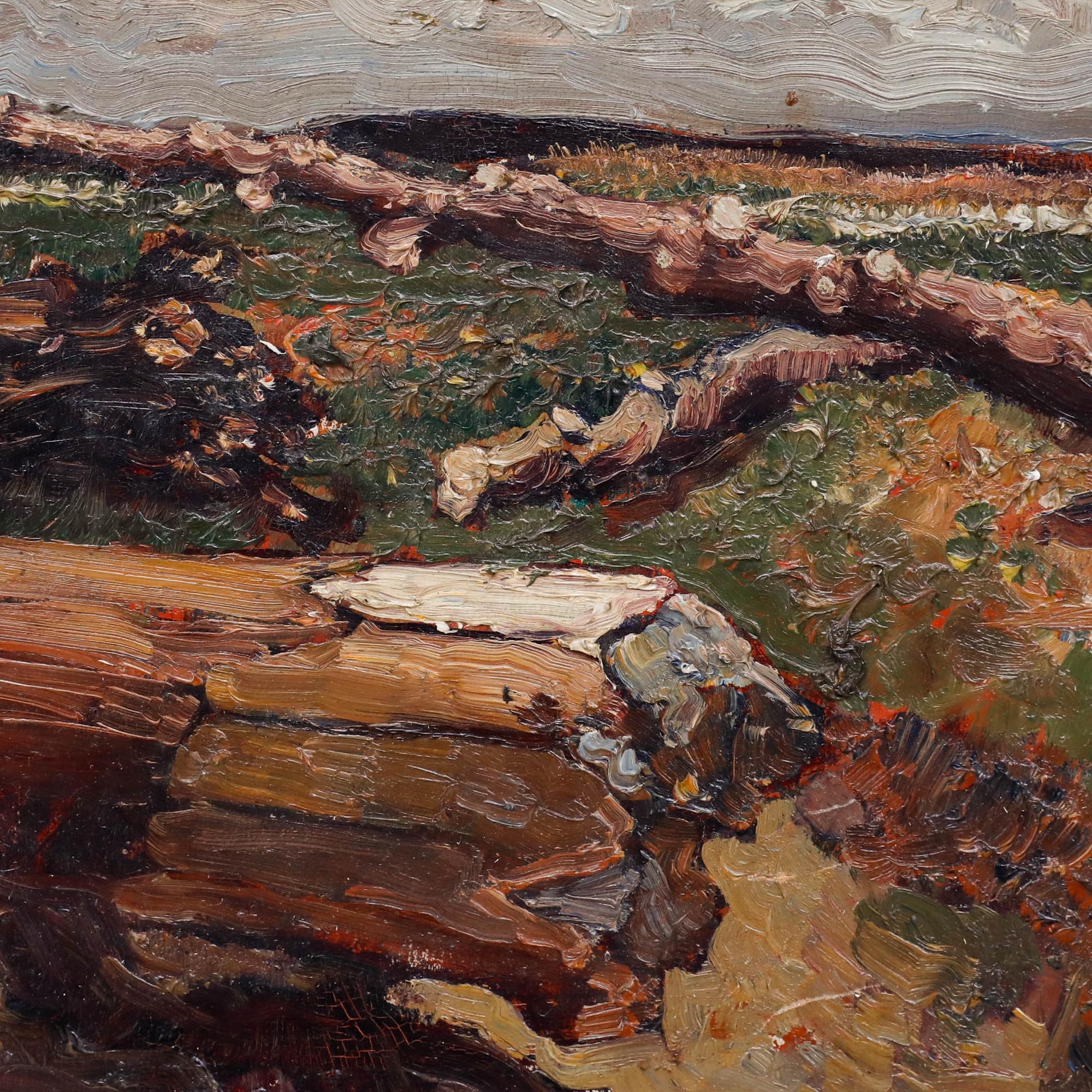 A charming landscape painting by the Dutch artist Christiaan le Roy (1884-1969) depicting a fallen tree in the verdant countryside. With areas of thick impasto. Signed and dated to the lower right. Well presented in an ornate gilt frame with a