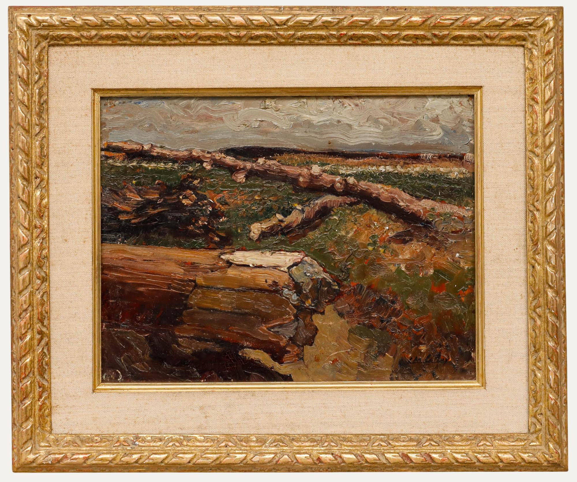 Unknown Landscape Painting - Christiaan le Roy (1884-1969) - 1915 Oil, Fallen Tree