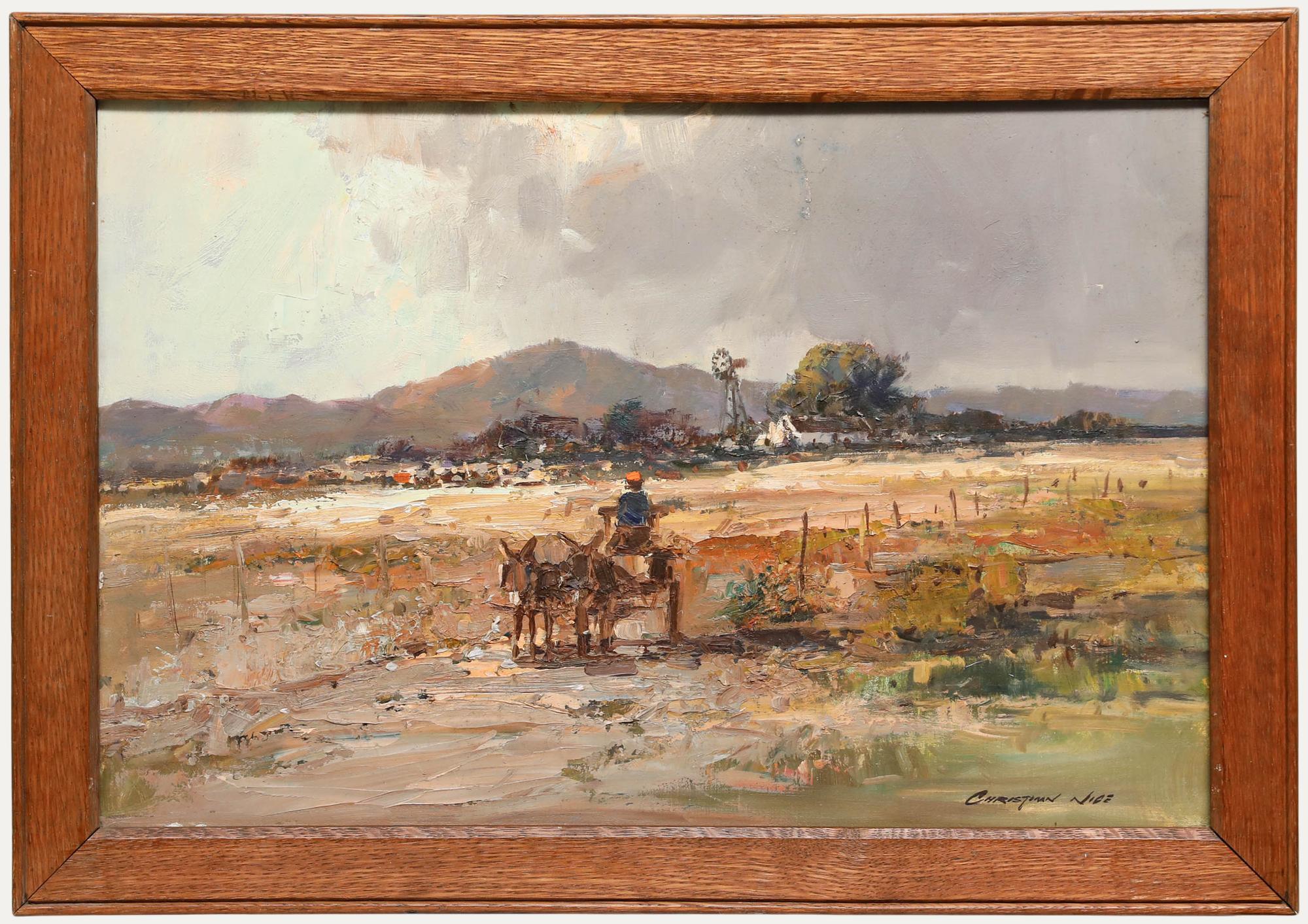 Landscape Painting Unknown - Christiaan Nice (1939-2020) - Huile du 20e siècle, Le voyage