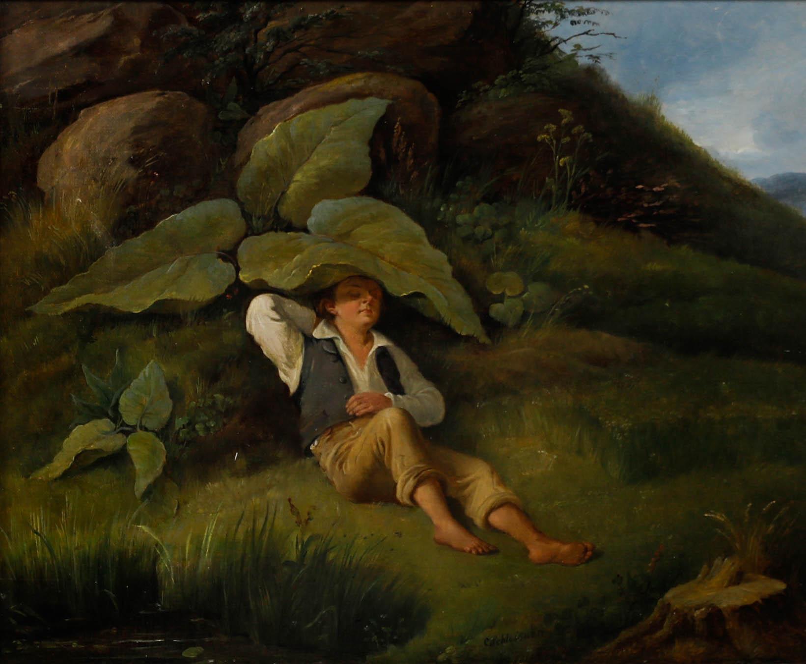 Christian Andreas Schleisner (1810-1882) -  Öl, ein Ort der Ruhe – Painting von Unknown