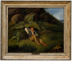 Antique Christian Andreas Schleisner (1810-1882) -  Oil, A Place to Rest