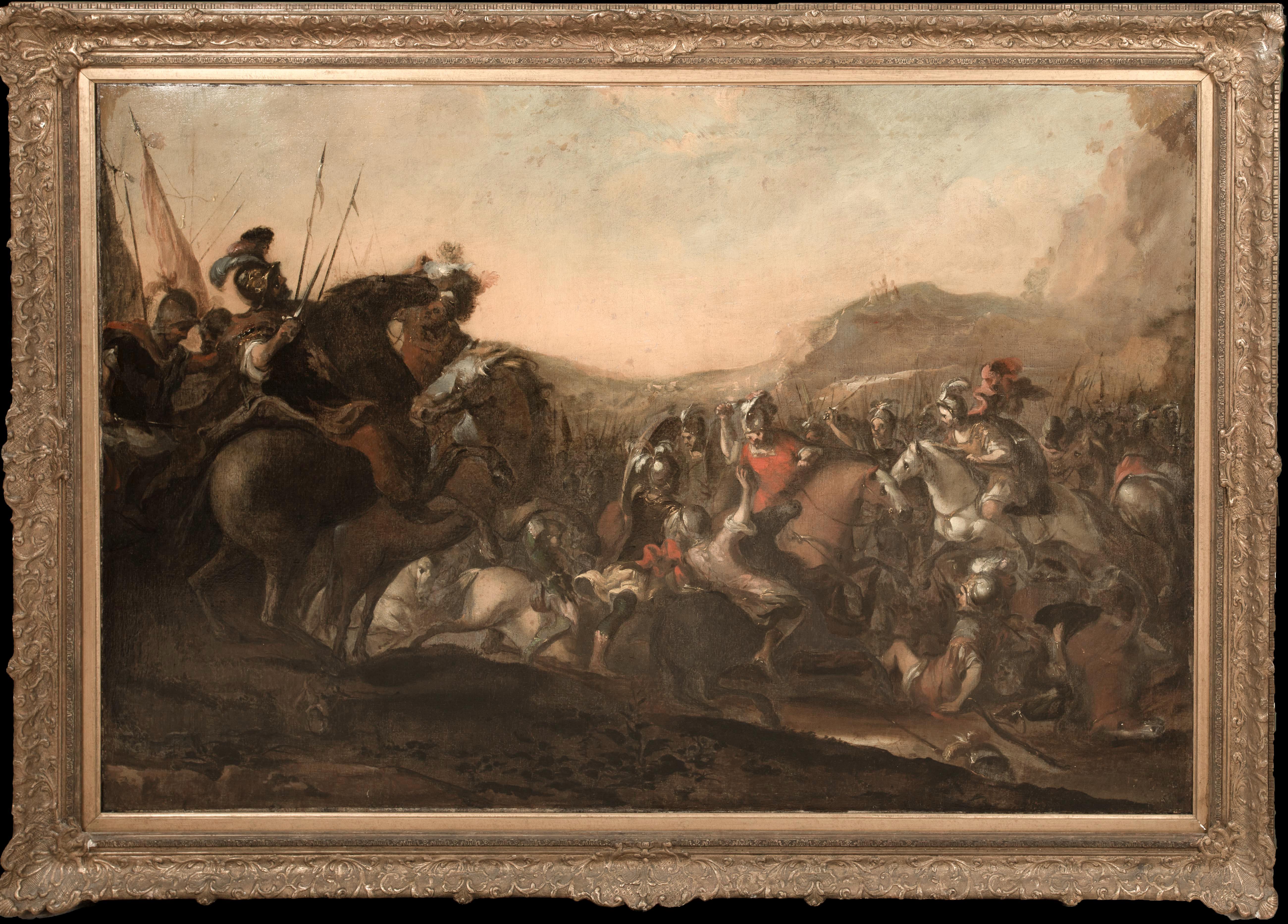 Unknown Portrait Painting - Christian Ottoman Wars Cavalry Battle, 17th Century  circle of Il Borgognone 