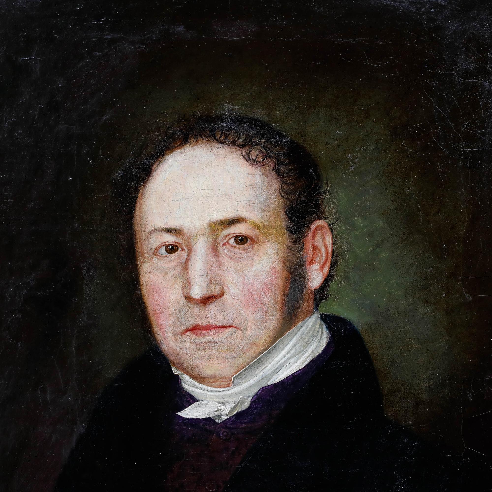 Christophe Stößel - 19. Jahrhundert Öl, Porträt von John Heinrich Giegler im Angebot 1