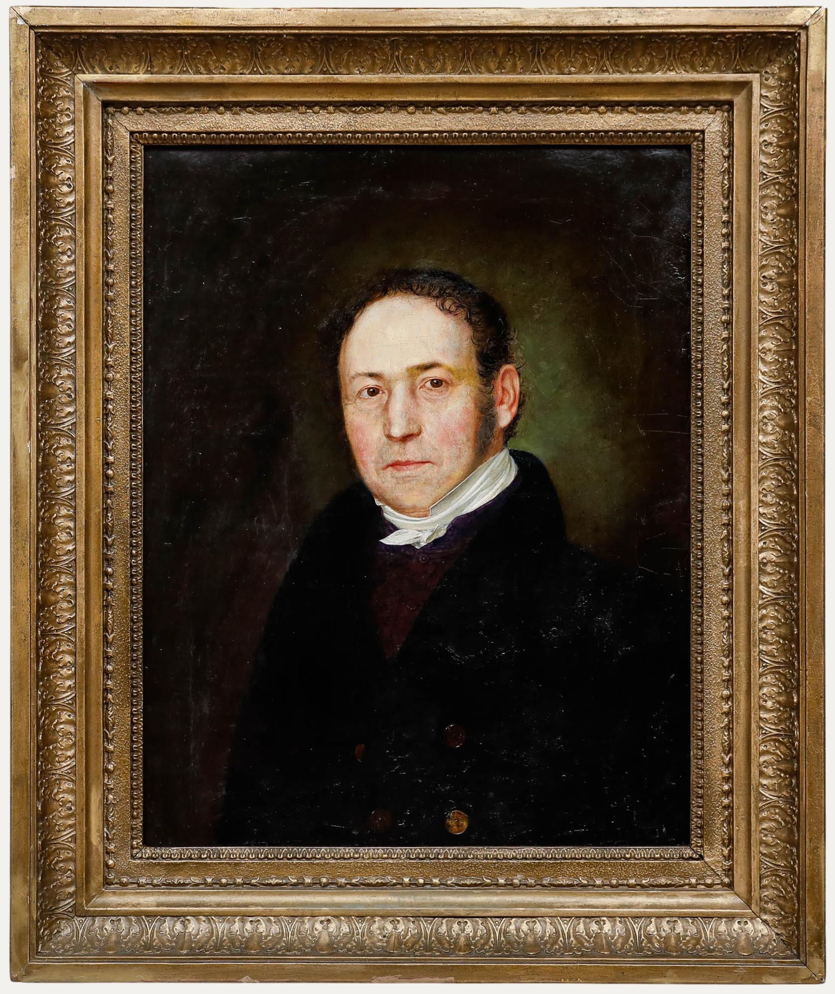 Unknown Portrait Painting – Christophe Stößel - 19. Jahrhundert Öl, Porträt von John Heinrich Giegler
