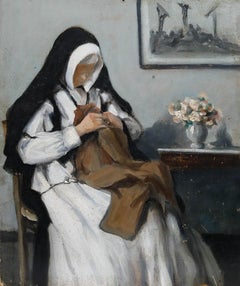 Christophe Woog - Mid 20th Century Oil, Portrait of a Nun