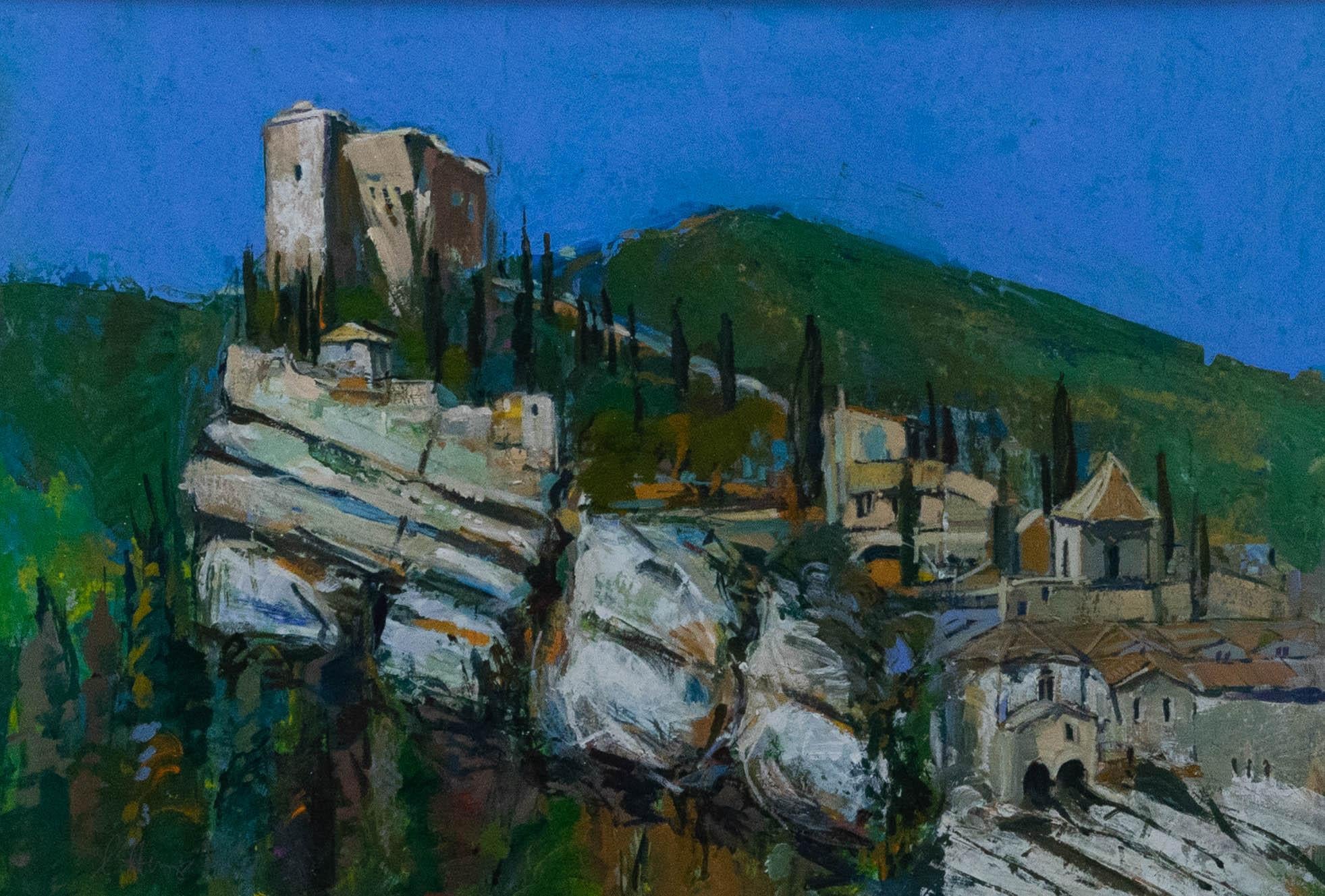 Christopher Humphries - Acrylique contemporaine encadrée, paysage méditerranéen - Painting de Unknown