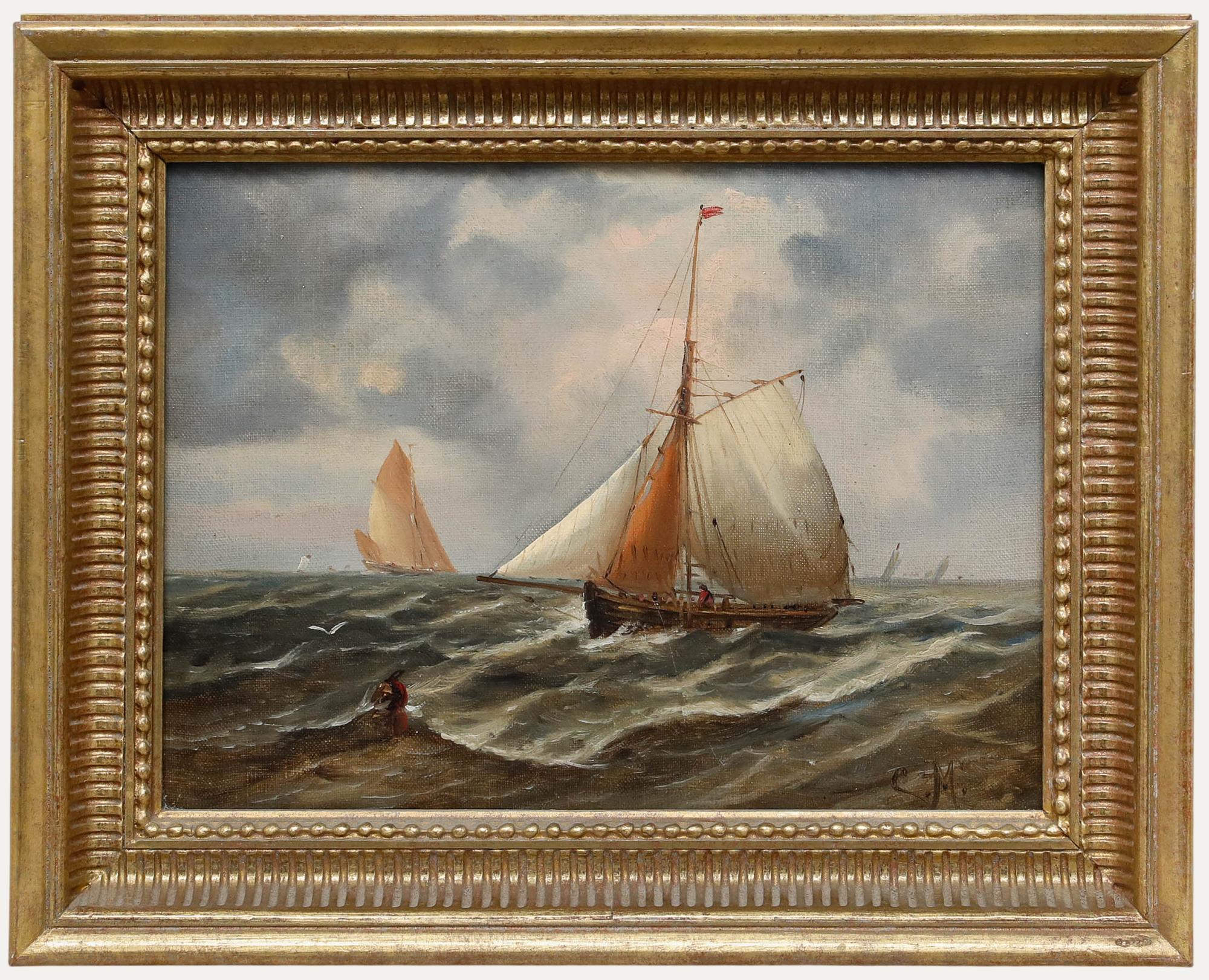 Christopher Mark Maskell (1846-1933) -  Gerahmtes Öl, Fischereifahrzeuge auf See
