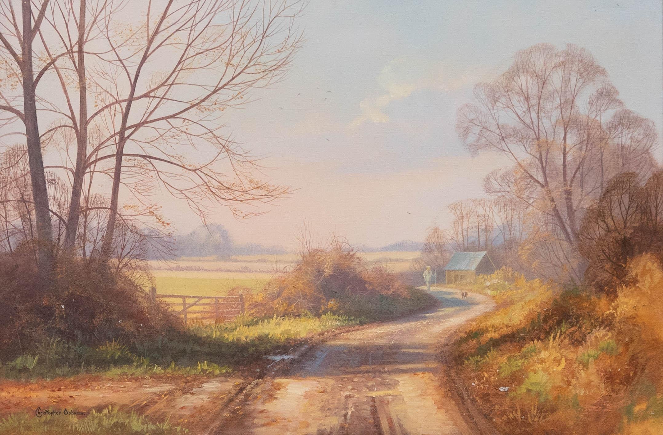 Christophe Osborne (nato nel 1974) - Olio incorniciato, Paesaggio vicino a Cowbeech, Sussex - Painting di Unknown