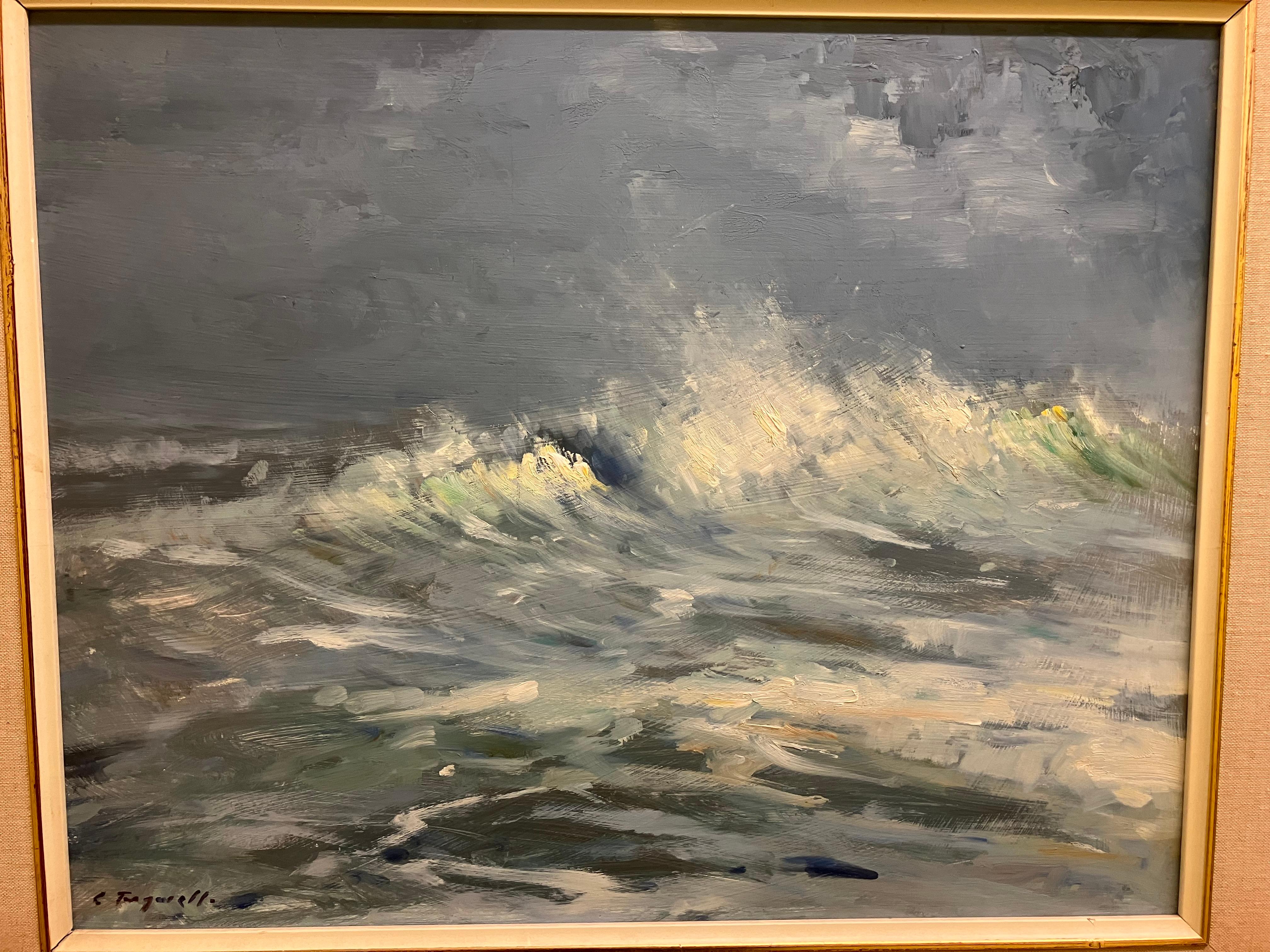 Unknown Landscape Painting - Christopher Tugwell South African waves breaking