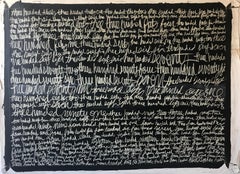 Large painting, Black, White, Language, Cursive, Numbers