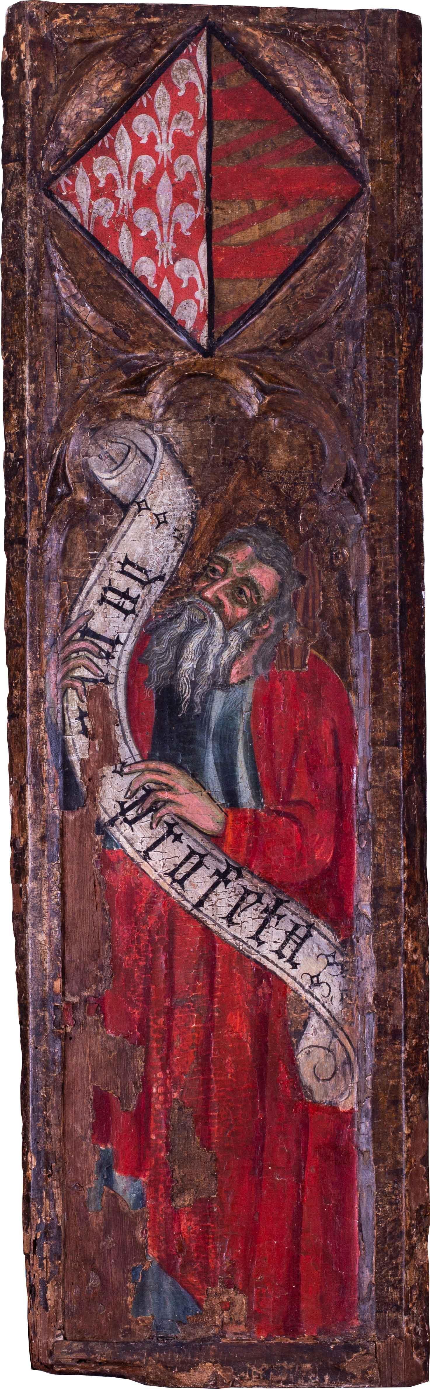 Circa 1400, Spanish school of 'The Prophet Daniel', tempera on panel with gildin