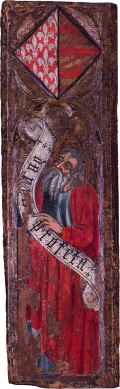 Antique Circa 1400, Spanish school of 'The Prophet Daniel', tempera on panel with gildin