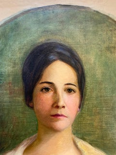 Circa 1900 American Victorian Impressionist Painting of a Woman with a Shawl