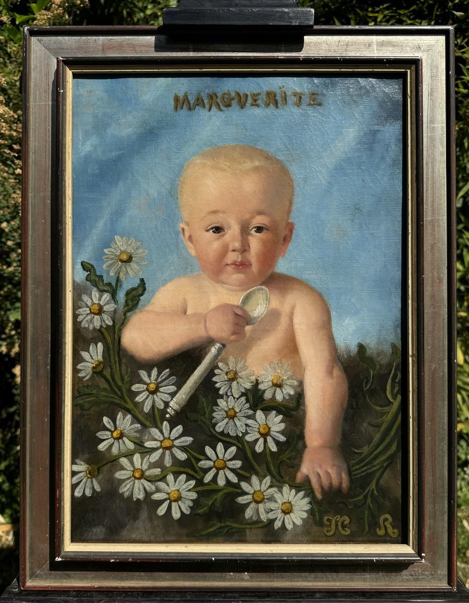 CIRCA 1900 - Porträt von Marguerite – Painting von Unknown