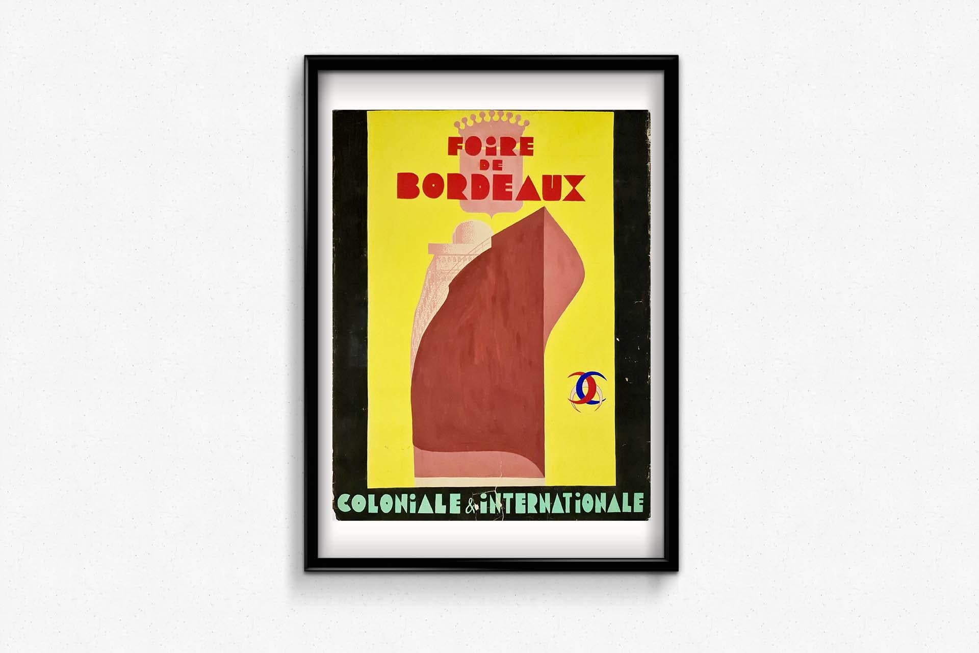 Circa 1930 Gouache for the Coloniale & Internationale fair of Bordeaux For Sale 1