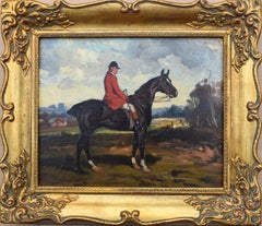 Antique Circle of A J Munnings c1910 “Hunt Servant”  Fox Hunting Oil Painting