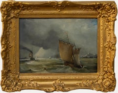 Circle of Charles Mornewick - Framed 19th Century Oil, Sailing in a Squall Antique Circle of Charles Mornewick - Framed 19th Century Oil, Sailing in a Squall