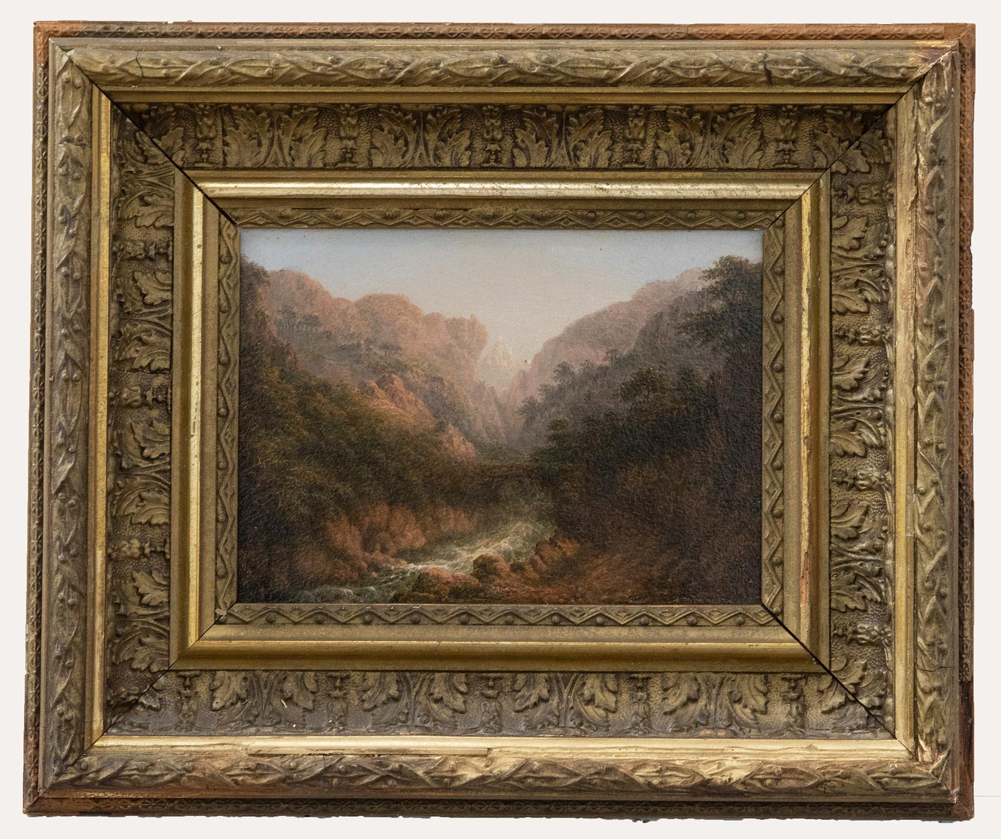 Unknown Landscape Painting - Circle of Edmund Gill (1820-1894) - 19th Century Oil, The Stone Bridge