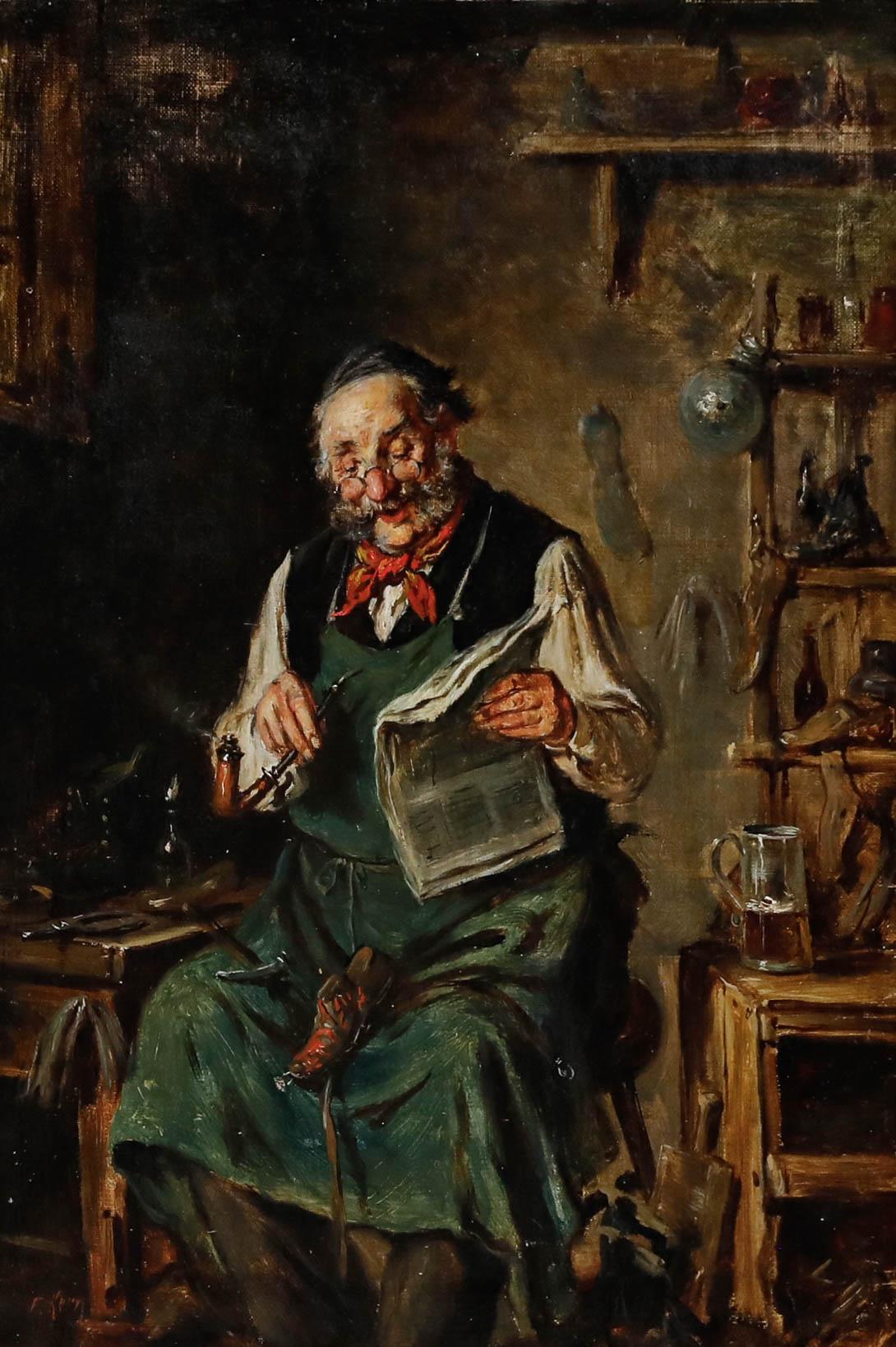 Circle of Hermann Kern (1838-1912) - Framed Late 19th Century Oil, The Cobbler - Painting by Unknown