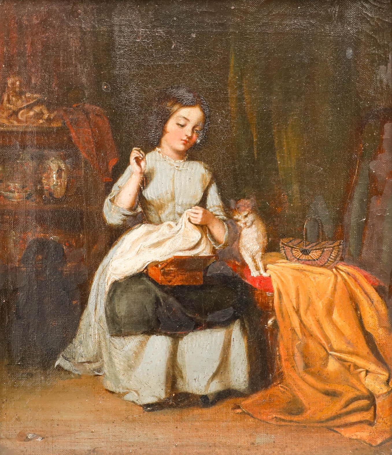 Circle of Joseph Moseley Barber (1811-1889) - 19th Century Oil, Quiet Company - Painting by Unknown