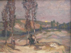 Circle of Paul Gauguin Pont Aven School Figure in a Landscape oil circa 1890