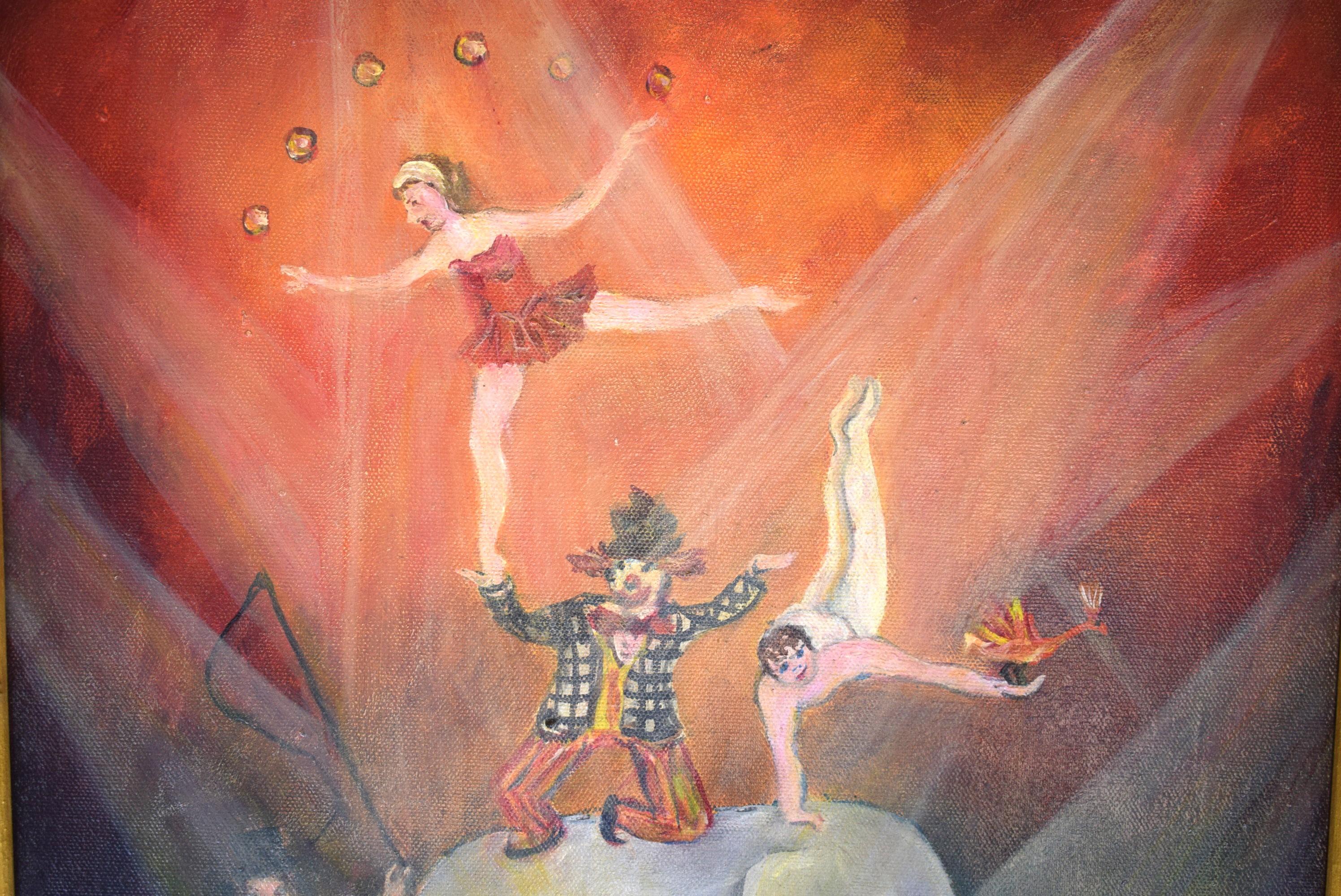 Colourful circus carnival oil on canvas 

Image Sz: 15 1/2