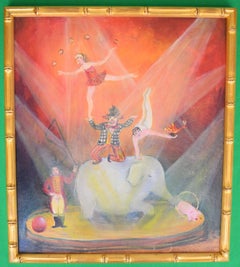 Vintage "Circus Carnival" Oil On Canvas