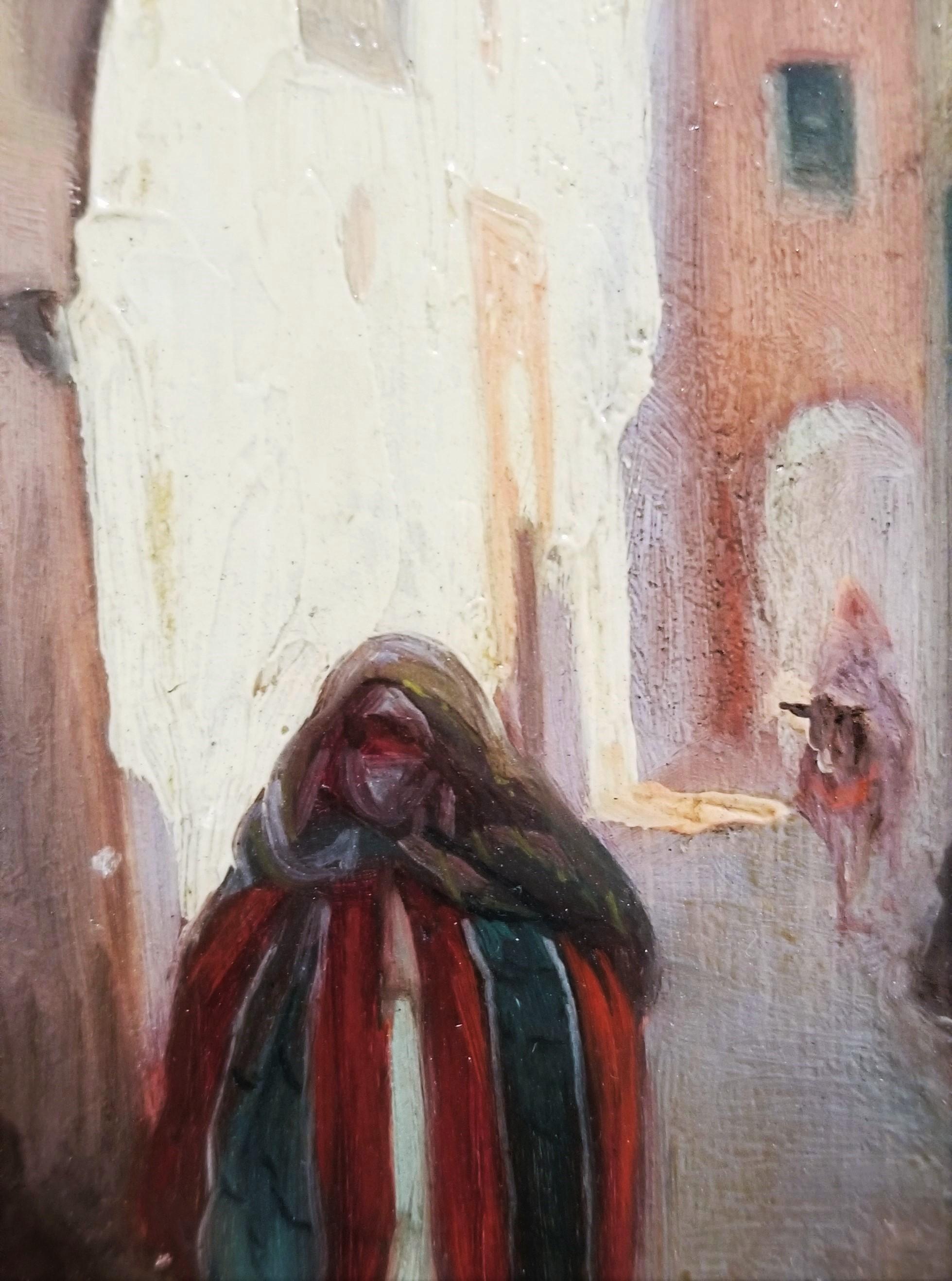 City Street Scene, Damascus, Syria /// Orientalist Oil Painting Middle East For Sale 9