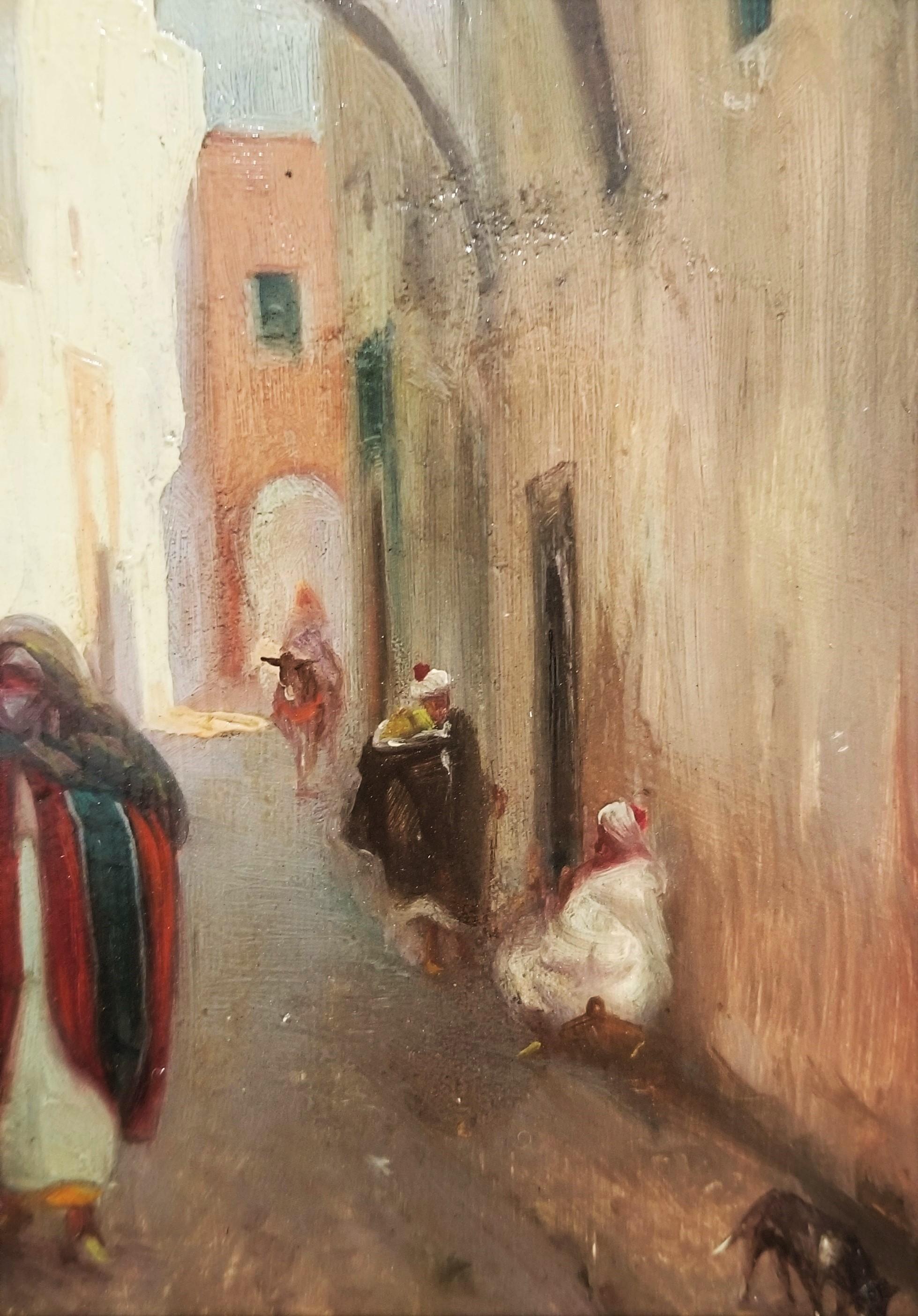 City Street Scene, Damascus, Syria /// Orientalist Oil Painting Middle East For Sale 10