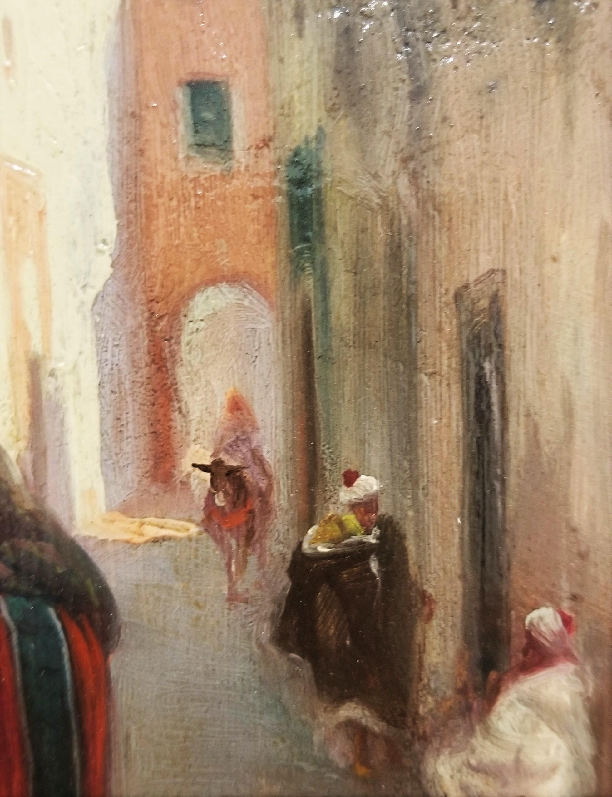 City Street Scene, Damascus, Syria /// Orientalist Oil Painting Middle East For Sale 11