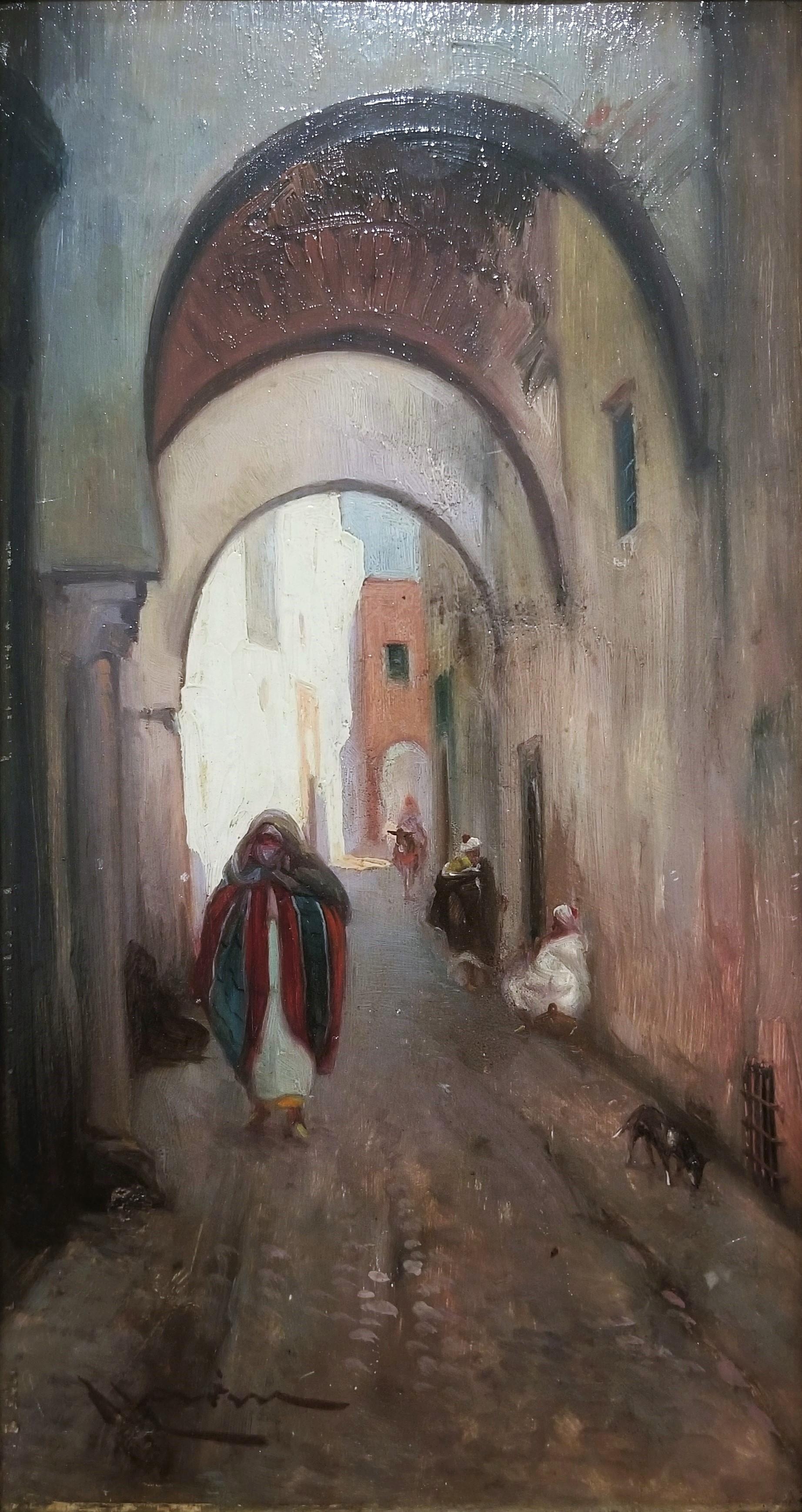 City Street Scene, Damascus, Syria /// Orientalist Oil Painting Middle East