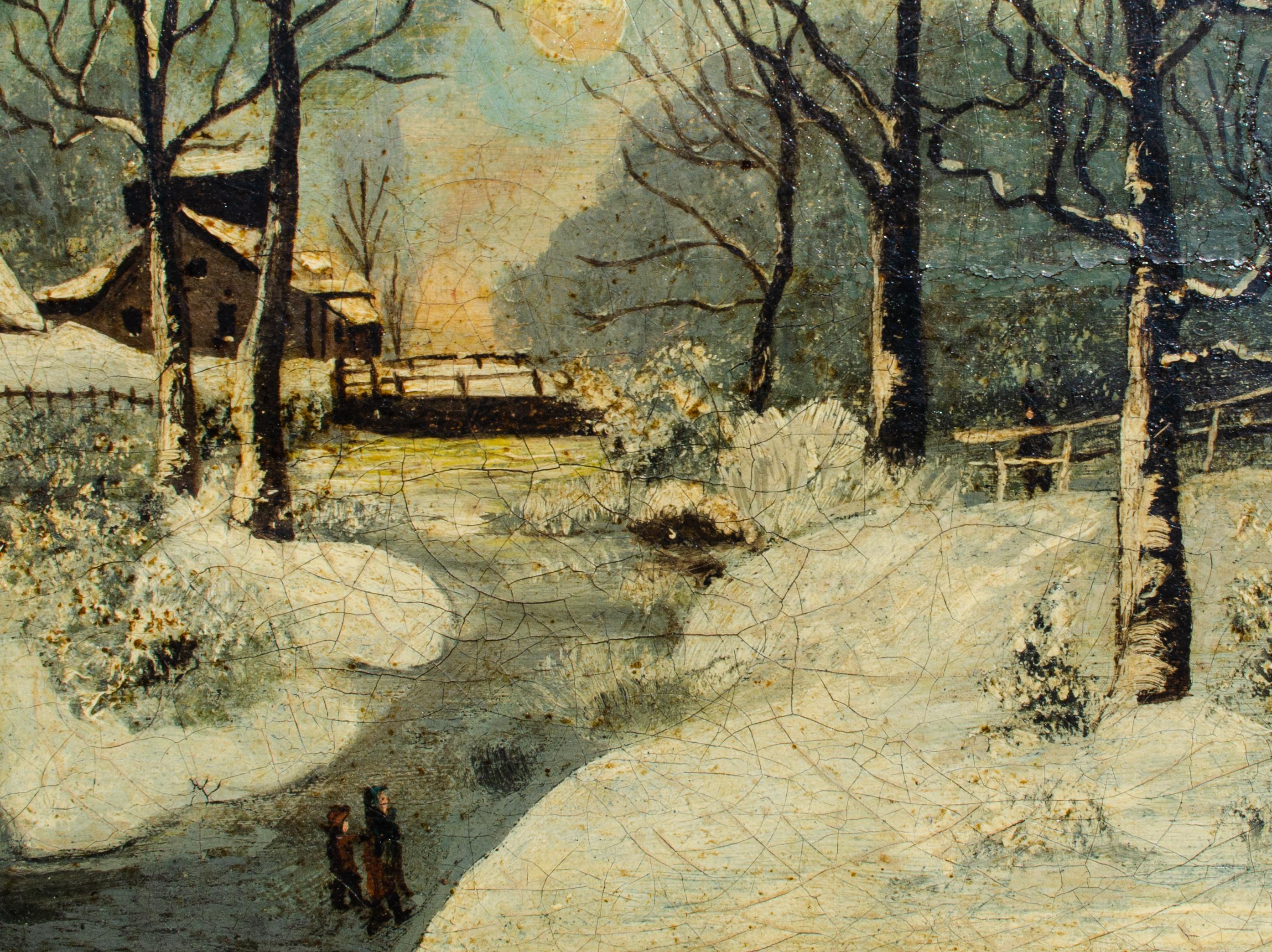 Classico paesaggio invernale americano firmato G. Kent - Painting Arte popolare di Unknown