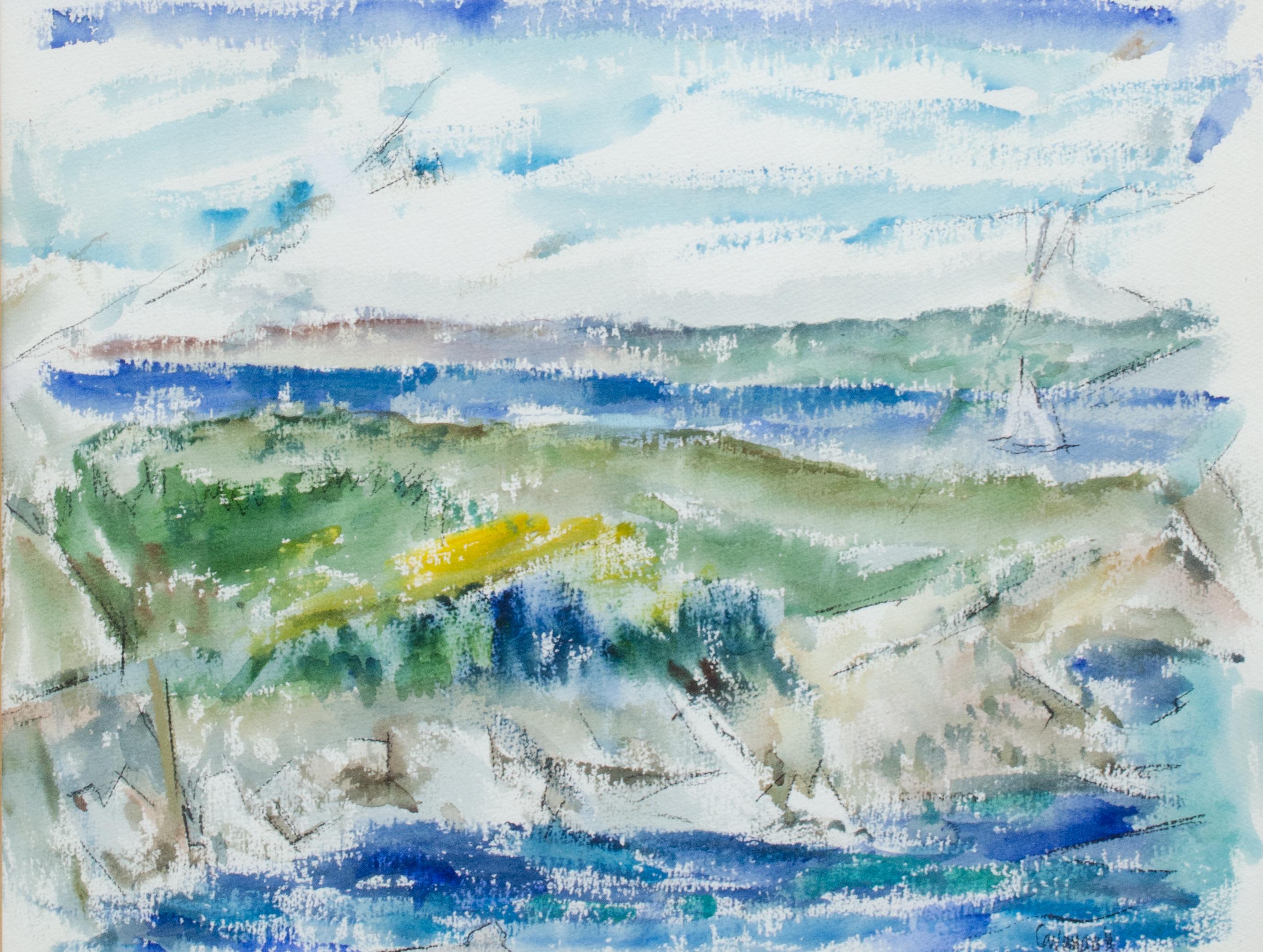 Classic Coastal Aquarell Malerei Signiert Cavanagh – Painting von Unknown