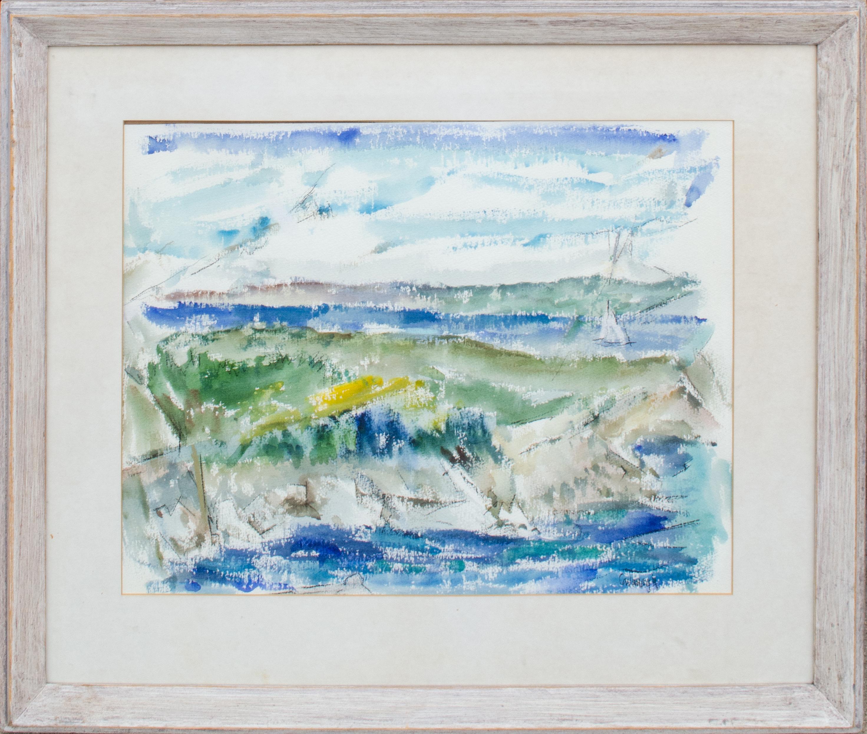 Unknown Landscape Painting – Classic Coastal Aquarell Malerei Signiert Cavanagh