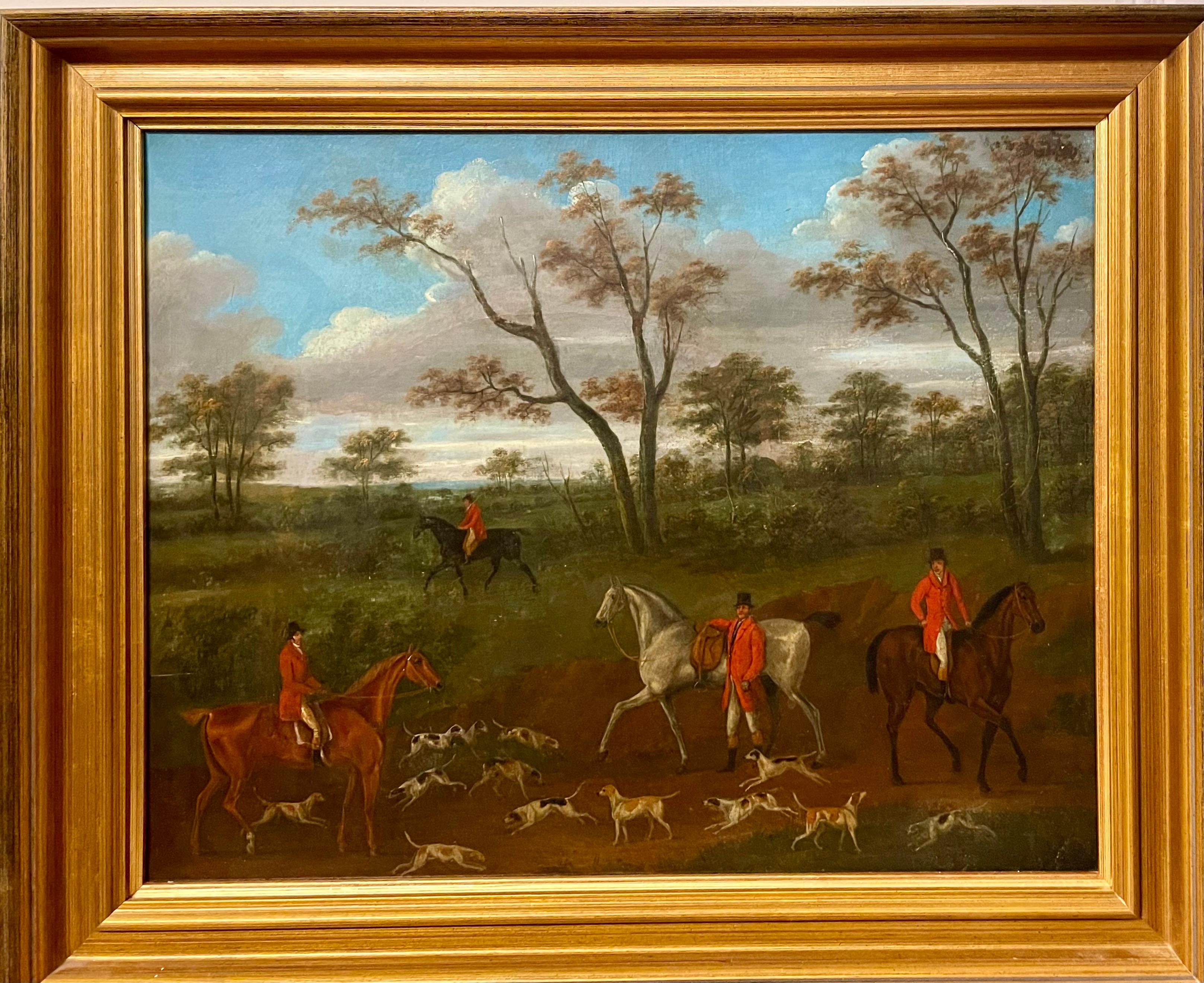 Classic English Style Horses and Hounds late 18th/19th century in landscape